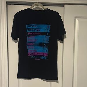 Black and Blue Short Sleeve Tee with Graphic Design